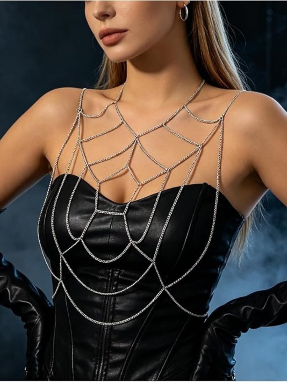 Multi- layer Body Silver Chain - Picture 1 of 5